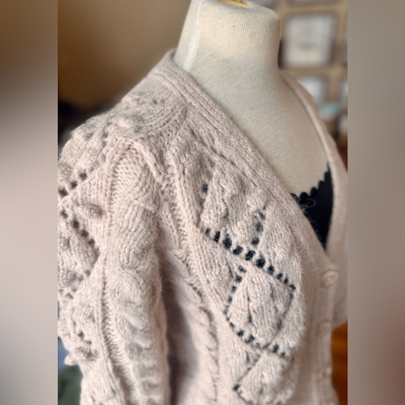 *NWT* In Loom / ‘The Finer Things’ Cropped Button Pom Cardigan / Cream / M/L - Picture 8 of 12